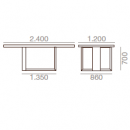 B: 2400 mm - D: 1200 mm