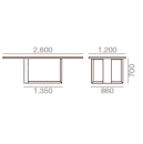 B: 2600 mm - D: 1200 mm