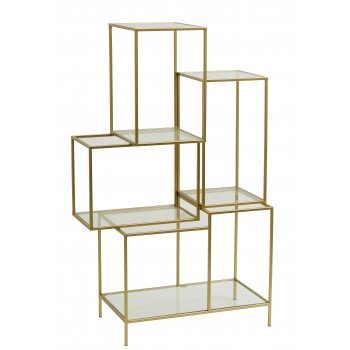 GYLDEN REOL I JERN MED GLASHYLDER