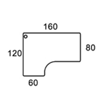 160cm VENSTREVENDT BORDPLADE