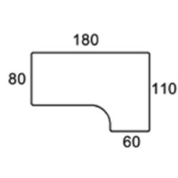 180cm/110 HJREVENDT BORDPLADE
