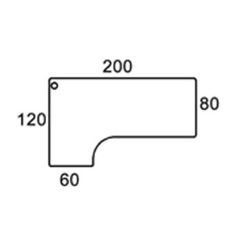 200cm VENSTREVENDT BORDPLADE