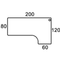 200cm HJREVENDT BORDPLADE