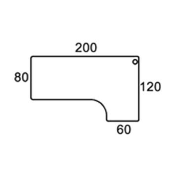 200cm HJREVENDT BORDPLADE
