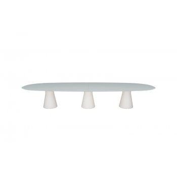 EKSTRA LANGT BORD MED 3 SJLER / GLAS BORDPLADE