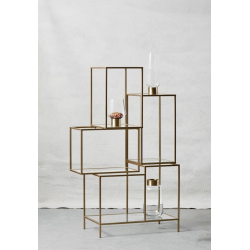 GYLDEN REOL I JERN MED GLASHYLDER