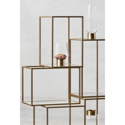 GYLDEN REOL I JERN MED GLASHYLDER