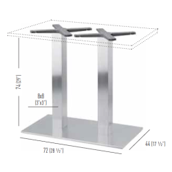 D2 BD STEL H:74 - Max. bordplade 159x79 cm