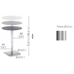 HALIFAX STEL H:46-74/H:75-105 - Max. bordplade : 70 / 70x70 cm