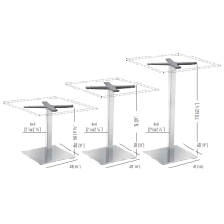 Q2 STEL H:50/74/110 - Max. bordplade 90x90 cm / : 100 cm