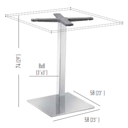 Q3 STEL H:74 - Max. bordplade 100x100 cm / : 110 cm