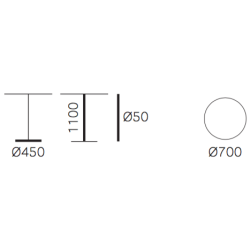 INOX ROUND STEL H:110/FOD :45 - Max. bordplade : 700 mm / B+D: 600x600 mm