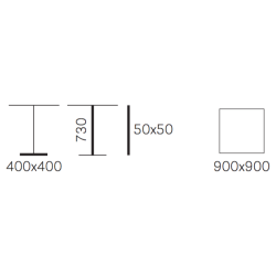 INOX SQUARE STEL H:73/FOD:40X40 - Max. bordplade : 1000 mm / B+D: 900 mm