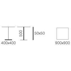 INOX SQUARE STEL H:50/FOD:40X40 - Max. bordplade : 1000 mm / B+D: 900 mm