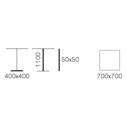 INOX SQUARE STEL H:110/FOD:40X40 - Max. bordplade : 800 mm / B+D: 700 mm