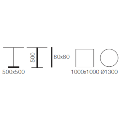 INOX XL STEL H:50/FOD:50X50 - Max. bordplade : 1300 mm / B+D: 1000 mm