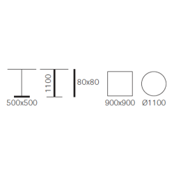 INOX STEL H:110/FOD:50X50 - Max. bordplade : 1100 mm / B+D: 900 mm