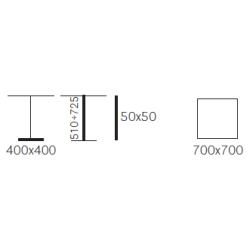 INOX ADJUSTABLE H:51-72,5 - Max. bordplade : 80 / 70x70 cm