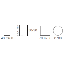 INOX ADJUSTABLE H:73-115,5 - Max. bordplade : 70 / 70x70 cm