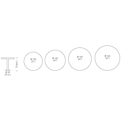 SATURNO BORD H72/FOD 70 - Bordplade strrelse :130 - :160 cm