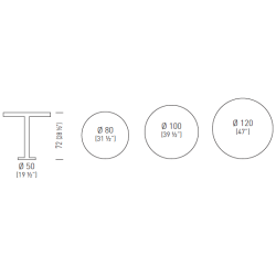 SATURNO BORD H72/FOD 50 - Bordplade strrelse :80 - :120 cm