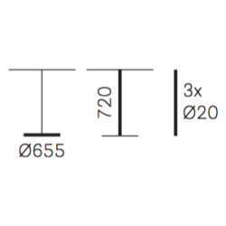 NOLITA 3 STEL H:72/FOD :65,5 - Max. bordplade : 700 mm