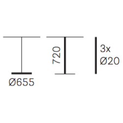 NOLITA 3T STEL H:72/FOD :65,5 - Max. bordplade : 700 mm