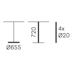 NOLITA 4 STEL H:72/FOD :65,5 - Max. bordplade : 700 mm