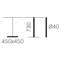 STYLUS SQ STEL H:73/FOD:45x45 - Max. bordplade : 1000 mm