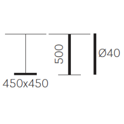 STYLUS SQ STEL H:50/FOD:45x45 - Max. bordplade : 1000 mm