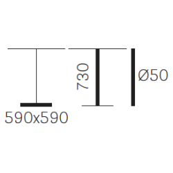 STYLUS SQ STEL H:73/FOD:59x59 - Max. bordplade : 1300 mm 
