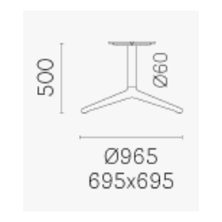 YPSILON 4 STEL H:50/FOD:69,5x69,5 - Max. bordplade : 1000 mm 