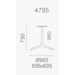 YPSILON 4 STEL H:73/FOD:69,5x69,5 - Max. bordplade : 1300 mm
