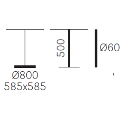 YPSILON 4 STEL H:50/FOD:58,5x58,5 - Max. bordplade : 1000 mm