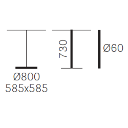 YPSILON 4 STEL H:73/FOD:58,5x58,5 - Max. bordplade : 1000 mm
