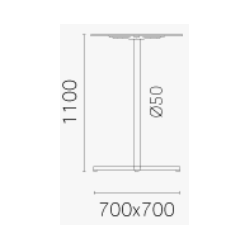 BOLD STEL H:110/FOD:70x70 - Max. bordplade :700 mm