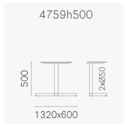 BOLD T-BEN H:50/FOD132x60 - Max. bordplade 1400x900 mm