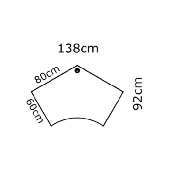 138x92 cm trapez bordplade - Melamin