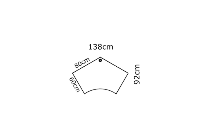 138x92 cm trapez bordplade - Melamin