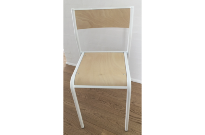 Lodi stol med b�ges�de, hvidt stel, demostol kr. 100.- 