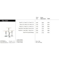 STAY STEL- Max. bordplade : 110 / 180x70 cm