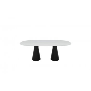 LANGT BORD MED 2 SJLER / GLAS BORDPLADE