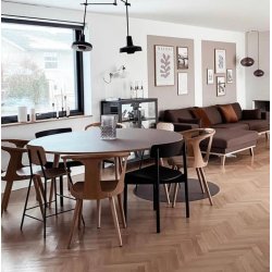 RUNDT BORD MED BEN I EG - Bordplade strrelse :70 - :150 cm