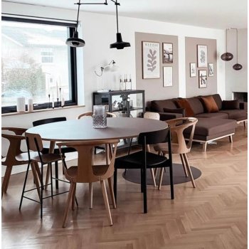 RUNDT BORD MED BEN I EG - Bordplade strrelse :70 - :150 cm